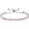 Sfoni Bracciale da tennis da donna, in argento Sterling 925, placcato con brillantini, con pietra portafortuna, in 12 colori, regolabile, per compleanno, Natale, regalo per donne e ragazze