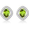 Uloveido FR031/FR032 - Orecchini in argento Sterling 925 a forma di cuore con peridoto verde, placcati in oro bianco e Argento, colore: Verde, cod. FR038