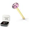 Monster Piercing Artiglio di Monocolore Giallo Oro 9k Imposta Rosa Rotondo CZ Pietra Naso Calibro 22 Osso Perno del Naso Piercing Gioielli