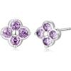 PHNIBIRD Quadrifoglio Orecchini a Bottone Donna Argento 925 Pietra Natale | Ipoallergenico, Comodo da Indossare, Brillante, Raffinato, Elegante, Fortuna a Quattro Foglie Regalo Donna con Pietra Natale