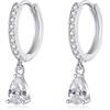 Cangall Orecchini a cerchio in argento 925 con ciondolo, in argento sterling 925, pendenti con zirconi, a forma di cuore/croce/goccia d'acqua, per dormire, cartilagine, orecchini a cerchio in argento