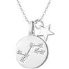 FANCIME Astrology Oroscopo Segno Zodiacale 12 Costellazione Ciondolo Collana in Argento Sterling 925 Placcato Oro Bianco Gioielli per Donna Ragazze Bambini - Catena Lunghezza: 40 + 5 cm