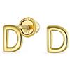 Bling Jewelry Abc Minimalista Real Yellow 14K Oro Maiuscolo Blocco Alfabeto Lettera Iniziale Orecchini A Vite Di Sicurezza Palla Indietro Per Gli Adolescenti Per Le Donne