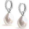 Secret & You Orecchini a cerchio da 12 mm da donna con ciondolo intercambiabile di perle coltivate d'acqua dolce e zirconi Secret & You - oro vermeil o argento sterling 925