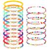 ViEinkaufen Set di 19 braccialetti dell'amicizia per ragazze, regolabili, elastici, con perline e ciondoli a forma di cuore, braccialetti bohémien, gioielli regalo per migliori amici, adolescenti e