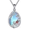 VONALA Collana con pietra di luna in argento sterling 925, coccinella/api/colibrì pietra di luna insetto lacrima ciondolo collana gioielli regalo per donne donne
