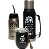Gaucho Cebar Yerba Mate Set completo di accessori | thermos da 1 l nero e Yerbomos 680 ml in acciaio inox Mate tazza da tè in termolide tazza da 350 ml | cannuccia in acciaio Bombilla 19 cm
