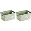 SUNWARE perfectly organised Sunware Sigma Home scatola portaoggetti 13L verde - 35x24.6x18.3cm - contenitore organizer impilabile - scatola plastica casa (Confezione da 2)