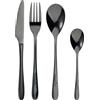 BERGNER PRAGA - Set di posate 16 pezzi in acciaio inox - Include 4 coltelli, 4 cucchiai, 4 forchette, 4 cucchiai - Elegante finitura nera - Resistente ed elegante per ogni occasione