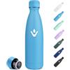 JAPORIA Bottiglia Termica 500ml, Borraccia Termica Riutilizzabile, Borraccia Senza BPA, Doppia Parete Isolante, Antigoccia, Borraccia Acciaio Inox per Bambini, Adulti, Scuola, Ufficio, Campeggio, Outdoor