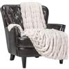Chanasya Coperta in finta pelliccia royal, con ruches, soffice ed elegante, reversibile, in finto visone, per divano, soggiorno, camera da letto e decorazione per la casa (127 x 165 cm)
