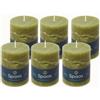 Spaas 6 Candele a Colonna Rustico Inodori, 80/110mm, ± 65h, Verde Oliva