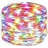 Brightium Ghirlanda di luci a LED in filo di rame, batteria a bottone, 2 m, RGBY, ideale per interni ed esterni.