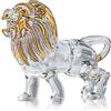 YU FENG Statuetta di leone di cristallo da collezione in vetro soffiato | Design con leone dipinto, arte in vetro fatto a mano, fermacarte in cristallo, regalo zodiacale Leone