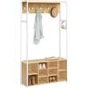 VASAGLE Appendiabiti Ingresso con Panca Scarpiera, Scomparti Aperti, Ganci | Mobile Ingresso da Terra, Ripiani Regolabili, Rovere Dorato e Bianco Opaco, Collezione BARNET HSR432YA01