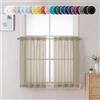 Chyhomenyc Tende velate color tortora, lunghezza 91,4 cm, 2 pannelli, con tasca per bastone, in voile, con tasca per bastone, per bagno, soggiorno, casa colonica, piccole finestre, 106 x 91 cm