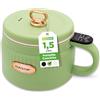 NutriChef Cuoci Riso Elettrico 1,5 Litri, Multi-Funzione con Rivestimento Antiaderente in Ceramica, Pannello Digitale, 6 Funzioni: Riso, Zuppe, Stufati, Porridge Istantaneo, Verde
