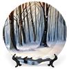 Gokays Piatti decorativi da appendere alla parete, foresta invernale nella neve, piatto in ceramica arancione, piatto oscillante con espositore, decorazione per la casa per mobili da cucina, vassoio
