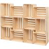 PINEEA Cassette Legno Vintage Naturale - Cassetta di Legno 50x40x30 - Multifunzionali Decorative - Per Frutta, Verdura, Vino o Libri (12 Pezzi)