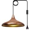 bamyum Lampadario a Sospensione con Spina, Lampadario Cucina 35 cm, Lampada da Soffitto con 450 cm Cavo, Lampadario a Sospensione, Lampada per Isola da Cucina in Metallo, Colore Rame