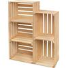 PINEEA Cassette Legno Vintage Naturale - Cassetta di Legno 50x40x30 - Multifunzionali Decorative - Per Frutta, Verdura, Vino o Libri (5 Pezzi)