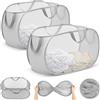 OSDUE 2 Cesto Portabiancheria Pieghevole con 75L Manico, Pop Up Salvaspazio | Cesta Porta Biancheria Grande Laundry Basket, Porta Panni Sporchi per Giocattoli Lavanderia Camera Letto Viaggio Grigio