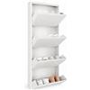 Bricozone Scarpiera Slim In Metallo 4 Ante A Ribalta Salvaspazio Ultra Sottile Profondita 15 Cm 138x50x15 Cm Porta Scarpe Verticale Moderna Per Ingresso Camera Corridoio Gia Montata (Bianco)
