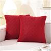 Ystyle Federe Cuscini Divano 40x40 Set Da 2, Copricuscini Divano Velluto Ciniglia Extra Morbida, Copricuscini Decorativi Motivo A Rombi E Cerniera Invisibile, Per Soggiorno E Letto, Rosso