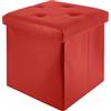 IlGruppone Pouf Poggiapiedi in Ecopelle 2 in 1 Contenitore 38x38Cm Quadrato Salotto Sgabello Camera Soggiorno Portaoggetti Design Moderno Complemento D'arredo - Bordeaux