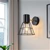 WOKNOS Lampada da Parete Nero e Oro,1 Pezzi Applique, Lampada da Parete Vintage in Metallo con Struttura a Gabbia per Soggiorno e Camera da Letto, Attacco E27 (Lampadina non Inclusa)