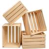 PINEEA Cassette Legno Vintage Naturale - Cassetta di Legno 50x40x30 - Multifunzionali Decorative - Per Frutta, Verdura, Vino o Libri (4 Pezzi)