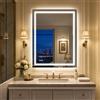 BEAUTYPEAK Specchio da bagno con illuminazione, 100 x 80 cm, specchio da | Specchio da bagno a LED con 3 colori di luce, controllo touch e funzione anti-appannamento, per bagno e camera da letto