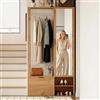 luckdect Mobile d'ingresso con panchina, 6-in-1,Appendiabiti,Specchio,Spogliatoio,Bastone per indumenti,2 porte,3 ripiani di stoccaggio,2 ripiani per scarpe corridoio