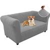 BXFUL Copridivano Chesterfield Elasticizzato 1 2 3 Posti, Fodere Copridivano con Braccioli per Il Soggiorno, 1 Pezzo Copridivani Universale, Copri Divani Antiscivolo per Animali (Grigio Chiaro,2 Posti)