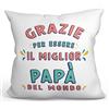 Mugffins Cuscino PAPÀ/PADRE - En italiano - Grazie per essere il miglior - Idee Regali Divertenti - Rivestimento e Imbottitura (40x40 cm). Tatto Cotone