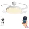 LED ATOMANT Ventilatore LED 4 Pale Retrattili Ø109cm 85W CCT Dimmer | 5250 Lumen, Telecomando e App, Modalità estate/inverno, 6 velocità