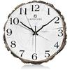 Lafocuse Orologio da Parete Legno Bianco Rustico 30cm per Soggiorno Cucina | Design del Tronco d'Albero con Anelli Annuali, Silenzioso Senza Ticchettio, Quadrante MDF, Stile Casetta Vintage