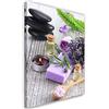 Feeby Quadro Tela Non Tessuta Spa Ciottoli Lavanda Rosa Zen 40x60 cm Foto d'Arte Decorazione Murale Corridoio Benessere Candele Sali da bagno multicolore