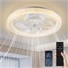 Dibaful Ventilatore da soffitto con luce, 70W, lampada a LED da 48 cm, telecomando, app, 6 velocità del vento, dimmerabile, per camera da letto, soggiorno, sala da pranzo