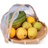 Szetosy, Cestino in bambù intrecciato a mano con copertura in rete, per coprire e servire il cibo, a prova di insetti, antipolvere, per pane, frutta e verdura, Bambù, Stile 5, Dia.30cm