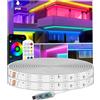 httpsmp Striscia LED RGB da 10 m, IP68, impermeabile, 5 V, funzionamento USB, sincronizzazione musicale, telecomando Bluetooth app/RF, luci per balcone, ponte, campeggio, giardino, camera da letto