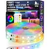 httpsmp Striscia LED RGB + IC da 40 m (2 Rolls 20 m) per esterni, impermeabile IP68, controllo con app/telecomando, musica Bluetooth, per balconi, terrazzi, tetti, giardini, piscine