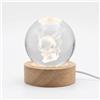 PixelLumens Sfera di Cristallo 3D LED con Base in Legno - Lampada Notturna Stit ch Alieno Blu - Luce Decorativa Incisa al Laser - Idea Regalo Creativa per Bambini e Appassionati - Alimentazione USB (PIKAC)