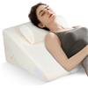 COSTWAY Set di 3 Cuscini a Cuneo per Letto, Cuscino Inclinabile Regolabile con Schiuma Memory Air, Set di Cuscini Alleviare il Dolore alla Schiena Collo e alle Gambe (Bianco)