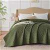 beeweed Feel Elegante copriletto con stampa ad ultrasuoni in verde oliva 200 x 220 cm, versatile come copriletto o copridivano, trapunta stile ideale come bedspread