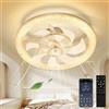 Dibaful Ventilatore da soffitto con luce, 70W, lampada a LED da 48cm, telecomando, app 6 velocità del vento dimmerabile, per camera da letto, soggiorno, sala da pranzo