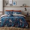 Happy Linen Company Copripiumino double face - tema invernale con cervi - blu - Set copripiumino da una piazza e mezza