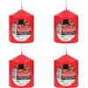H HANSEL HOME Set de 4 Candele Profumate Frutti di Bosco, Candela Rosso a Colonna Profumada 7x5.7cm, Candela Profumada 24 Ore di Combustione