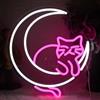 YUEYYNS Gatto Insegna al Neon Luce al Neon a LED a Forma di Cat Lunare Ideale per Decorare la Stanza,per Feste di Compleanno,Come Regalo per Bambini,Dimmerabile e Alimentata Tramite USB