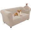 BXFUL Copridivano Chesterfield Elasticizzato 1 2 3 Posti, Fodere Copridivano con Braccioli per Il Soggiorno, 1 Pezzo Copridivani Universale, Copri Divani Antiscivolo per Animali (Cachi,2 Posti)
